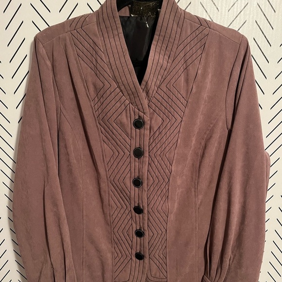 Brown Long Sleeve Button Up Embroidered Bob Mackie Wearable Art Jacket - Picture 3 of 13